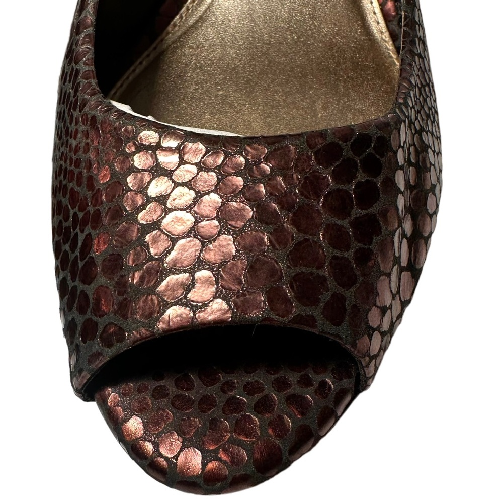3/$10 Antonio Melani Heels 7 Copper Print Leather - Picture 4 of 11